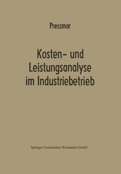 Produktbild: Kosten- und Leistungsanalyse im Industriebetrieb