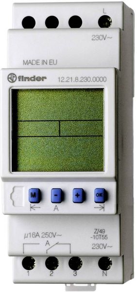 Finder 12.22.8.230.0000 Zeitschaltuhr für Hutschiene 230 V/AC Wochenprogramm