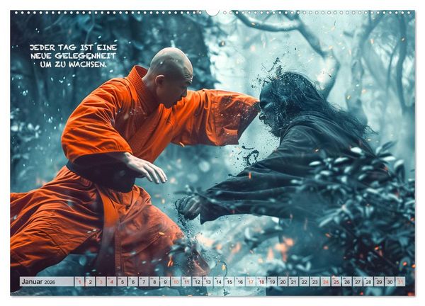 Produktbild: Shaolin M&ouml;nche - Weisheit und Disziplin (Wandkalender 2026 DIN A2 quer), CALVENDO Monatskalender