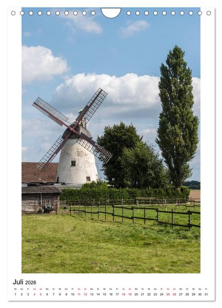 Produktbild: Historische Windm&uuml;hlen in Minden-L&uuml;bbecke (Wandkalender 2026 DIN A4 hoch), CALVENDO Monatskalender