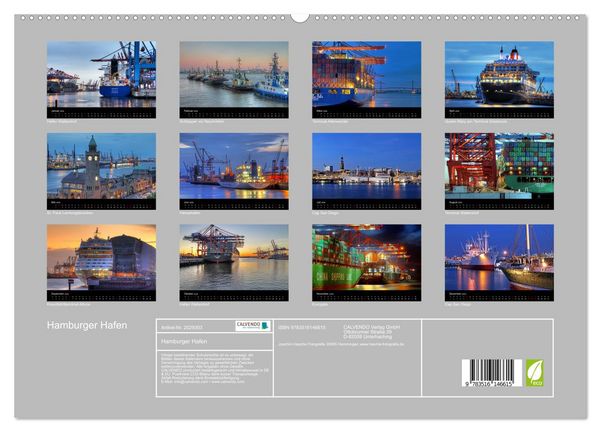 Produktbild: Hamburger Hafen (hochwertiger Premium Wandkalender 2026 DIN A2 quer), Kunstdruck in Hochglanz