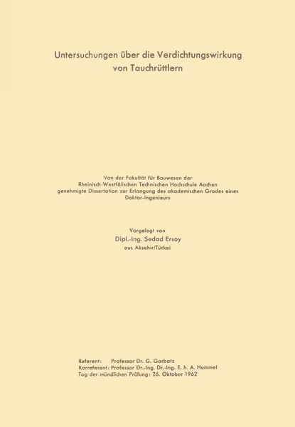 Produktbild: Untersuchungen &uuml;ber die Verdichtungswirkung von Tauchr&uuml;ttlern