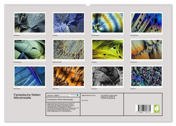 Produktbild: Fantastische Welten Mikrokristalle (hochwertiger Premium Wandkalender 2026 DIN A2 quer), Kunstdruck in Hochglanz
