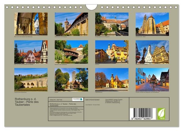 Produktbild: Rothenburg o. d. Tauber - Perle des Taubertales (Wandkalender 2026 DIN A4 quer), CALVENDO Monatskalender