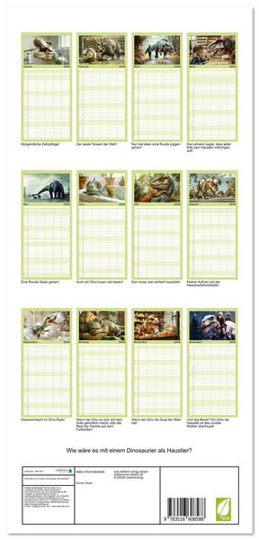 Produktbild: Familienplaner 2026 - Wie w&auml;re es mit einem Dinosaurier als Haustier? mit 5 Spalten (Wandkalender, 21 x 45 cm) CALVENDO