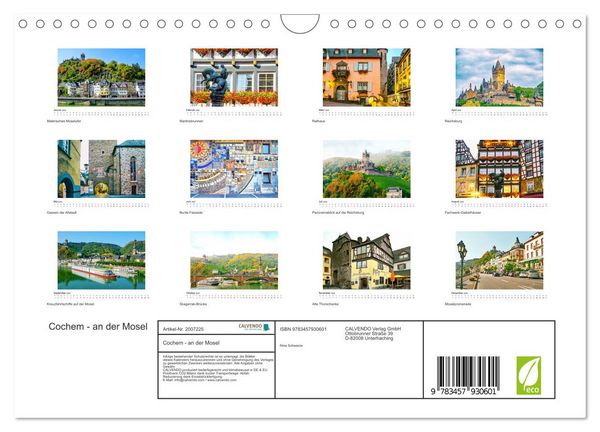 Produktbild: Cochem - an der Mosel (Wandkalender 2026 DIN A4 quer), CALVENDO Monatskalender