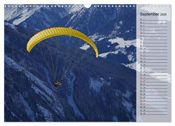 Produktbild: Gleitschirmfliegen in den Tuxer Alpen (Wandkalender 2026 DIN A3 quer), CALVENDO Monatskalender