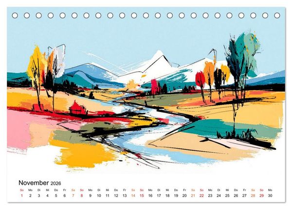 Produktbild: Kunst trifft Landschaft (Tischkalender 2026 DIN A5 quer), CALVENDO Monatskalender