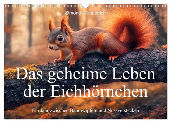 Produktbild: Das geheime Leben der Eichh&ouml;rnchen - Ein Jahr zwischen Baumwipfeln und Nussverstecken (Wandkalender 2026 DIN A3 quer), CALVENDO Monatskalender