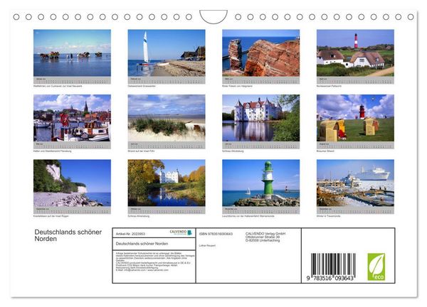 Produktbild: Deutschlands sch&ouml;ner Norden (Wandkalender 2026 DIN A4 quer), CALVENDO Monatskalender
