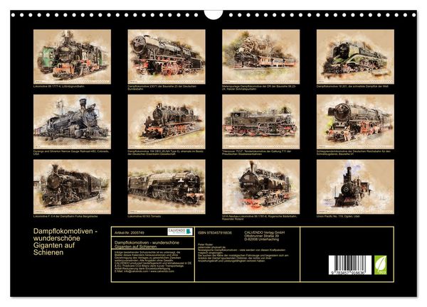 Produktbild: Dampflokomotiven - wundersch&ouml;ne Giganten auf Schienen (Wandkalender 2026 DIN A3 quer), CALVENDO Monatskalender