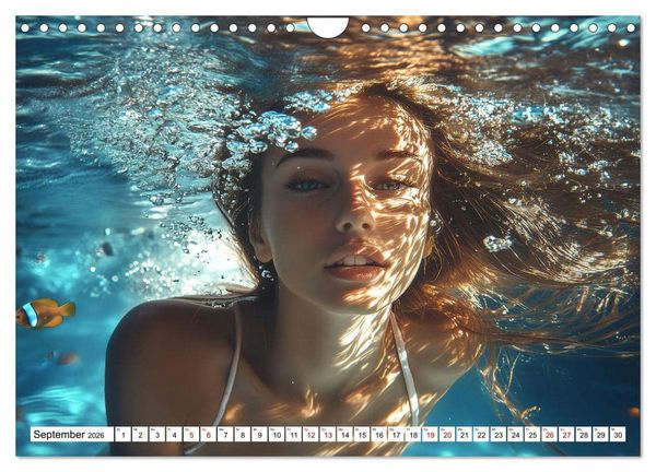 Produktbild: Aqua Desire &ndash; KI-Sch&ouml;nheiten unter Wasser (Wandkalender 2026 DIN A4 quer), CALVENDO Monatskalender