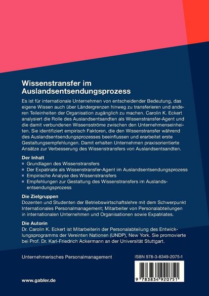 Produktbild: Wissenstransfer im Auslandsentsendungsprozess