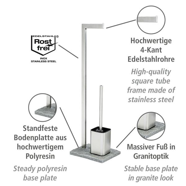 Produktbild: Stand WC-Garnitur Mod. Granit Edelstahl, rostfrei