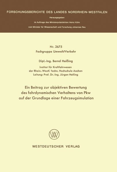 Produktbild: Ein Beitrag zur objektiven Bewertung des fahrdynamischen Verhaltens von Pkw auf der Grundlage einer Fahrzeugsimulation