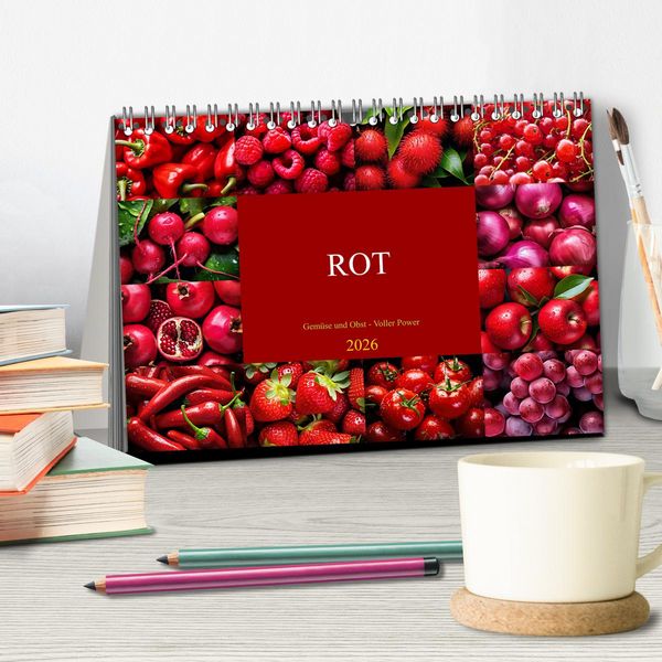 Produktbild: ROT - Gem&uuml;se und Obst - Voller Power (Tischkalender 2026 DIN A5 quer), CALVENDO Monatskalender