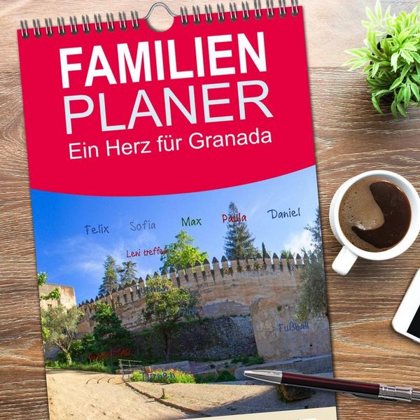 Produktbild: Familienplaner 2026 - Ein Herz f&uuml;r Granada mit 5 Spalten (Wandkalender, 21 x 45 cm) CALVENDO