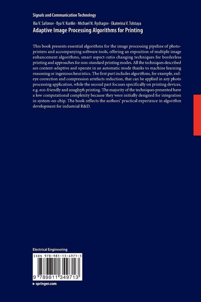 Produktbild: Adaptive Image Processing Algorithms for Printing