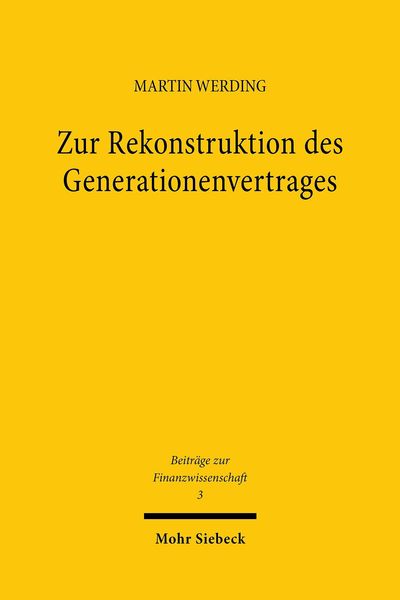 Produktbild: Zur Rekonstruktion des Generationenvertrages