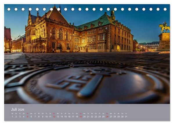 Produktbild: Nachts in Bremen (Tischkalender 2026 DIN A5 quer), CALVENDO Monatskalender