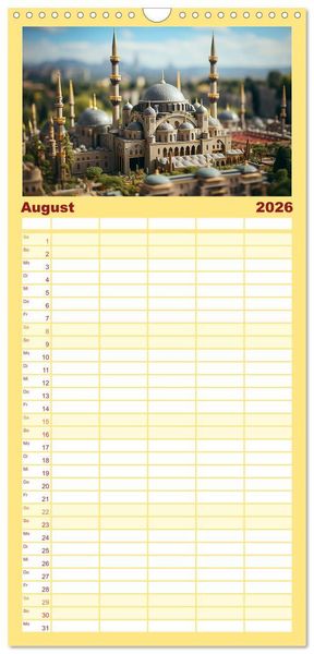 Produktbild: Familienplaner 2026 - Urlaub in Miniatur mit 5 Spalten (Wandkalender, 21 x 45 cm) CALVENDO