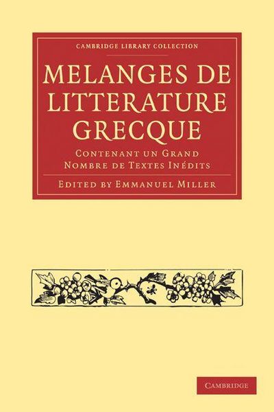Produktbild: Melanges de Litterature Grecque