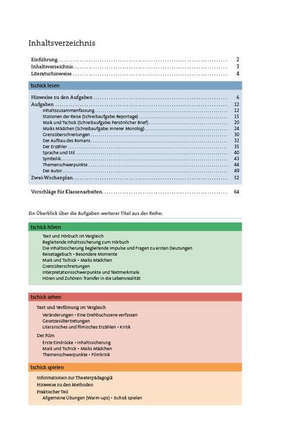 Produktbild: tschick &ndash; Wolfgang Herrndorf &ndash; LESEN &ndash; Lehrerheft