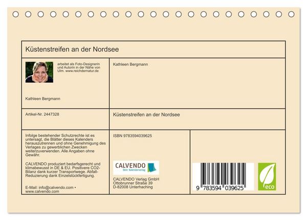 Produktbild: K&uuml;stenstreifen an der Nordsee (Tischkalender 2027 DIN A5 quer), CALVENDO Monatskalender