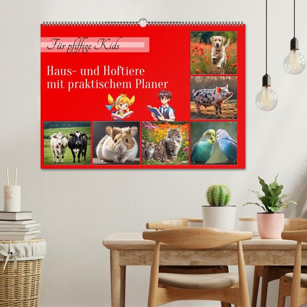Produktbild: F&uuml;r pfiffige Kids- Haus- und Hoftiere (Wandkalender 2026 DIN A2 quer), CALVENDO Monatskalender