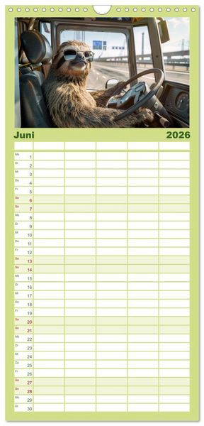 Produktbild: Familienplaner 2026 - Tierisch lustige LKW-Fahrer mit 5 Spalten (Wandkalender, 21 x 45 cm) CALVENDO
