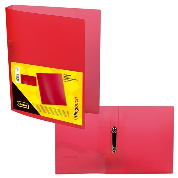 Idena Ringbuch PP 2 Ringe 35mm transluzent rot DIN A4
