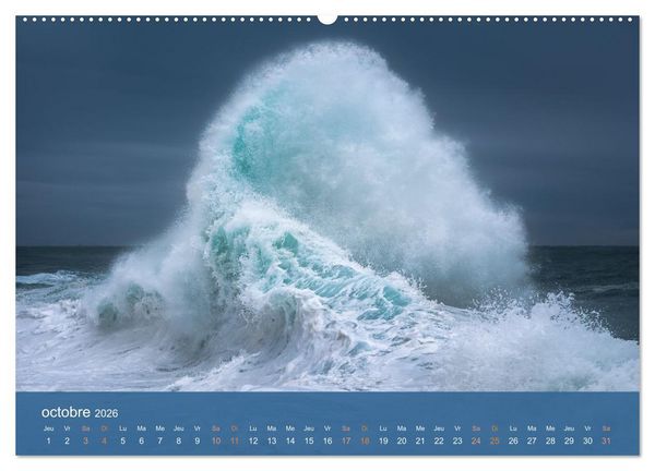 Produktbild: Temp&ecirc;tes c&ocirc;ti&egrave;res - La puissance brute des vagues (Calendrier mural 2026 DIN A2 vertical), CALVENDO calendrier mensuel