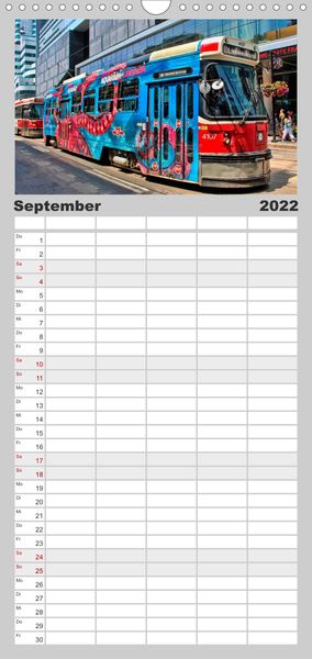 Produktbild: Durch die Welt mit der Stra&szlig;enbahn - Familienplaner hoch (Wandkalender 2022 , 21 cm x 45 cm, hoch)