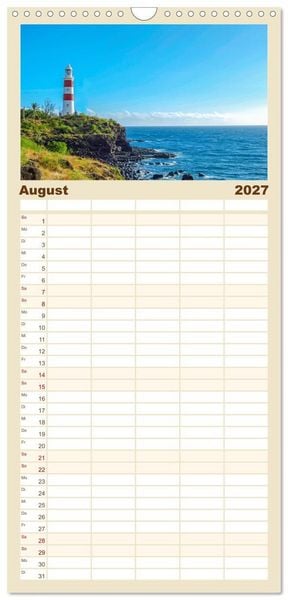 Produktbild: Familienplaner 2027 - Leuchtt&uuml;rme - An den sch&ouml;nsten K&uuml;sten. mit 5 Spalten (Wandkalender, 21 x 45 cm) CALVENDO