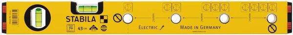 Produktbild: Stabila Type 70 Electric 16135/4 Elektriker-Wasserwaage 43 cm 0.5 mm/m