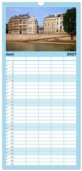 Produktbild: Familienplaner 2027 - Paris mit 5 Spalten (Wandkalender, 21 x 45 cm) CALVENDO