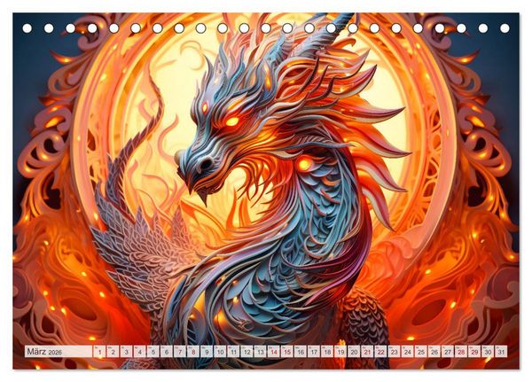 Produktbild: Quilling-Drachen - Jahr des Drachen (Tischkalender 2026 DIN A5 quer), CALVENDO Monatskalender