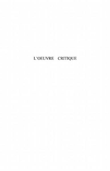 Produktbild: Oeuvre critique - articles, communications, interviews, pref