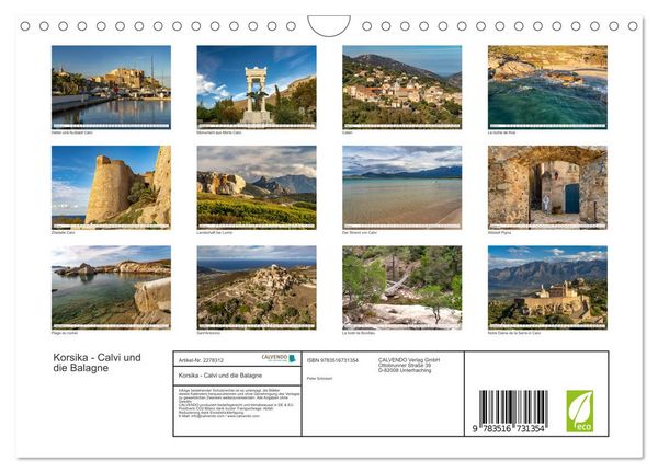 Produktbild: Korsika - Calvi und die Balagne (Wandkalender 2026 DIN A4 quer), CALVENDO Monatskalender