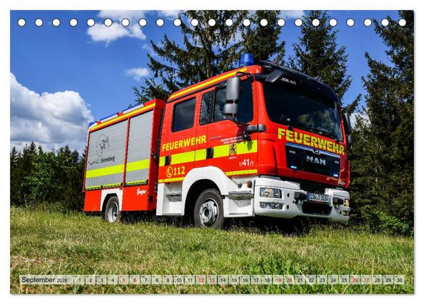 Produktbild: Feuerwehrfahrzeuge (Tischkalender 2026 DIN A5 quer), CALVENDO Monatskalender