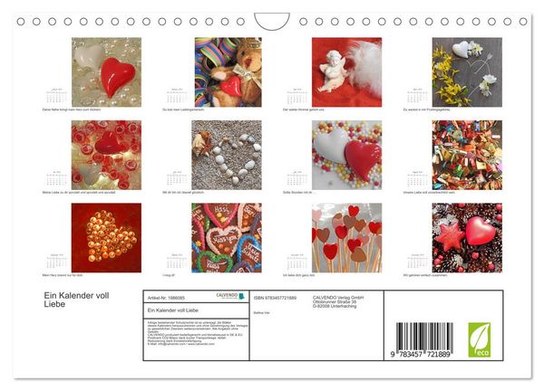 Produktbild: Ein Kalender voll Liebe (Wandkalender 2026 DIN A4 quer), CALVENDO Monatskalender
