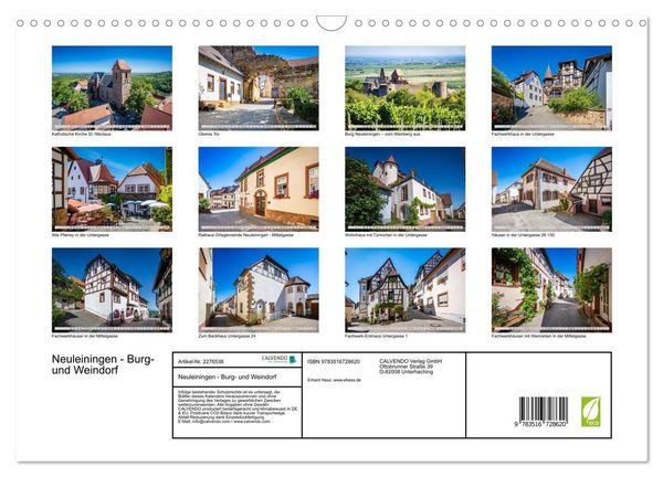Produktbild: Neuleiningen - Burg- und Weindorf (Wandkalender 2026 DIN A3 quer), CALVENDO Monatskalender