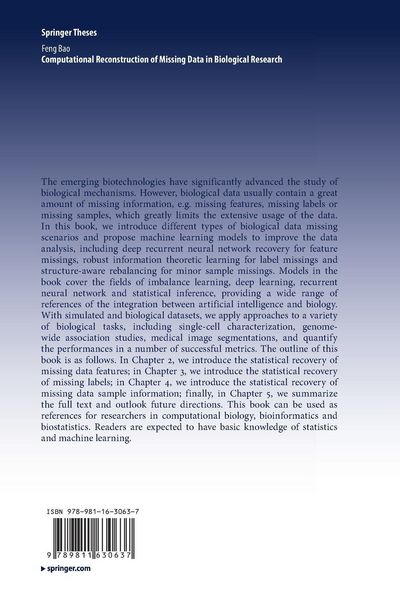 Produktbild: Computational Reconstruction of Missing Data in Biological Research