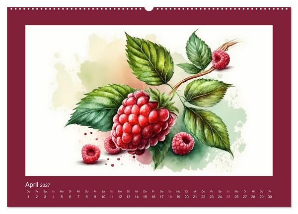 Produktbild: Fr&uuml;chte in Wasserfarben - Fruchtige KI-Kunst f&uuml;r das ganze Jahr (hochwertiger Premium Wandkalender 2027 DIN A2 quer), Kunstdruck in Hochglanz