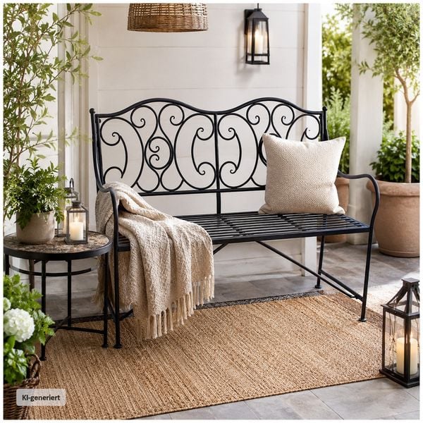 Produktbild: HTI-Living Nostalgische Gartenbank aus Metall im Vintage Landhausstil f&uuml;r Terrasse und Balkon