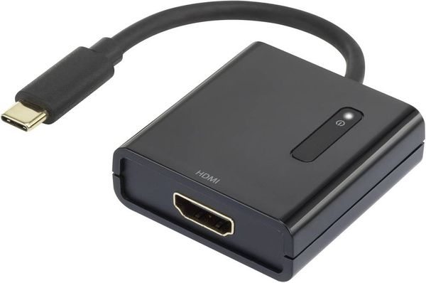 Renkforce RF-4472892 USB / HDMI Adapter [1x USB-C® Stecker - 1x HDMI-Buchse] Schwarz vergoldete Steckkontakte 15.00 cm