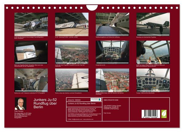 Produktbild: Junkers Ju-52 Rundflug &uuml;ber Berlin (Wandkalender 2026 DIN A4 quer), CALVENDO Monatskalender