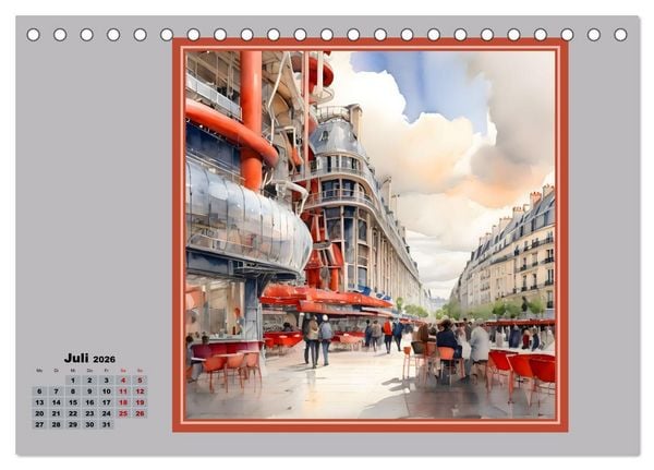 Produktbild: KI spaziert durch Paris (Tischkalender 2026 DIN A5 quer), CALVENDO Monatskalender