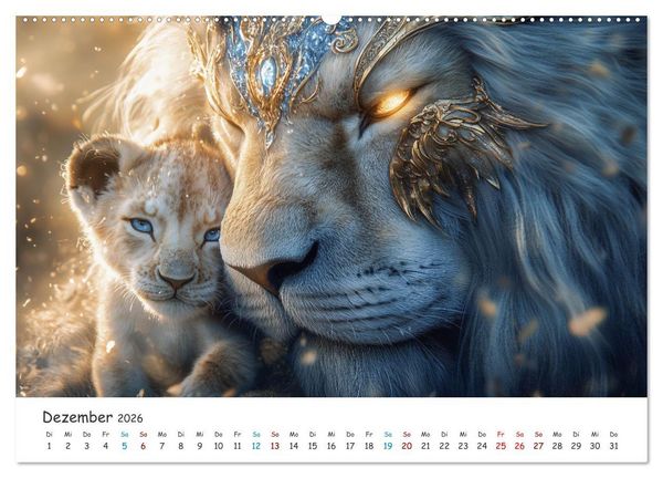 Produktbild: Die St&auml;rke der L&ouml;wenw&auml;chter (Wandkalender 2026 DIN A2 quer), CALVENDO Monatskalender