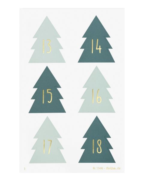 Produktbild: FOLIA Bastelartikel Adventskalendersticker CHRISTMAS TREE, 4 Blatt in 9x14cm